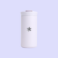 A lilac drinkware tumbler featuring The 19th's logo, an asterisk, engraved on the back.